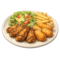 4 Alitas de Pollo y 4 croquetas