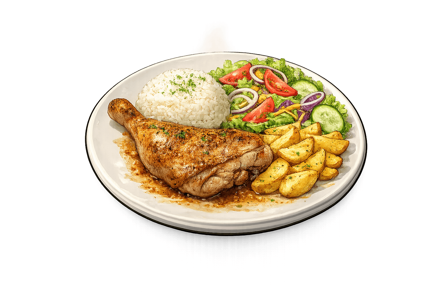 Muslo de Pollo al Horno con patatas caseras